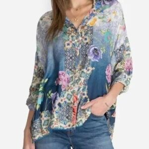 Johnny Was 100% Silk Floral Blouse - Never Worn